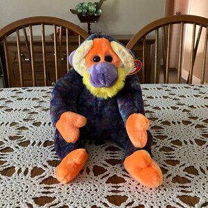 Retired 2001 TY Beanie Buddy Plush Colorful Orangutan Bananas with Tags